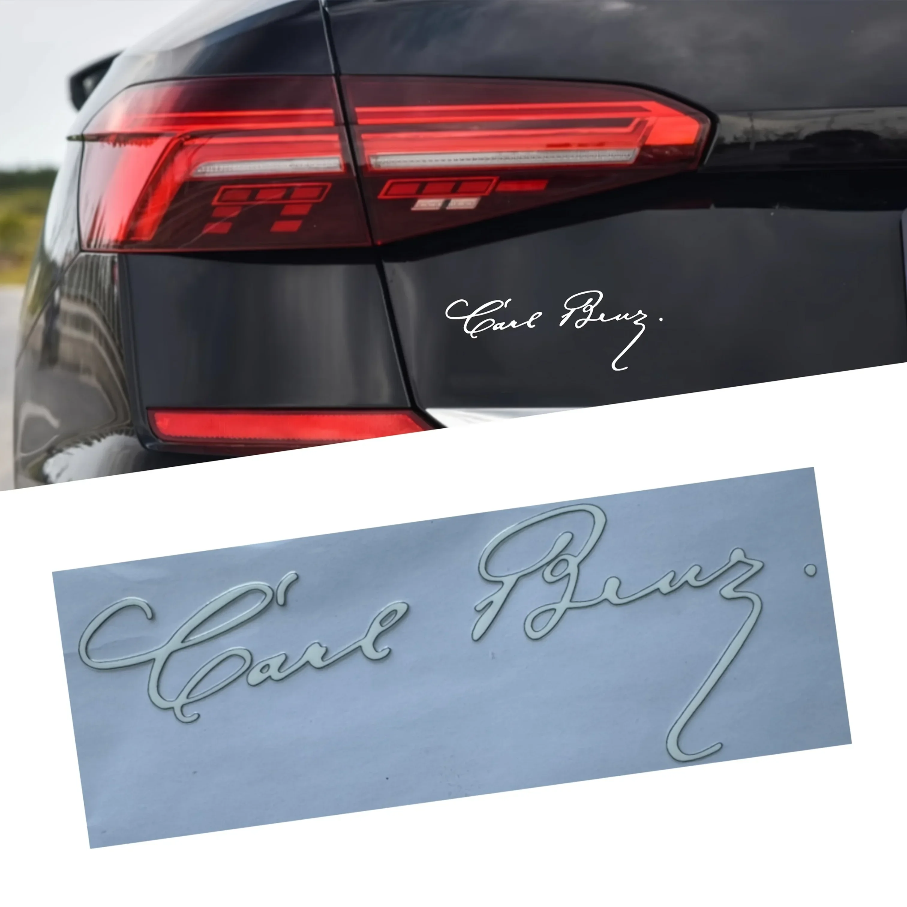 สติกเกอร์ลาย “Carl Benz & Y. Daimler Signature” สำหรับตกแต่งรถยนต์ รถจักรยานยนต์  1 ชิ้น  ของตกแต่งสไตล์ประวัติศาสตร์ยานยนต์