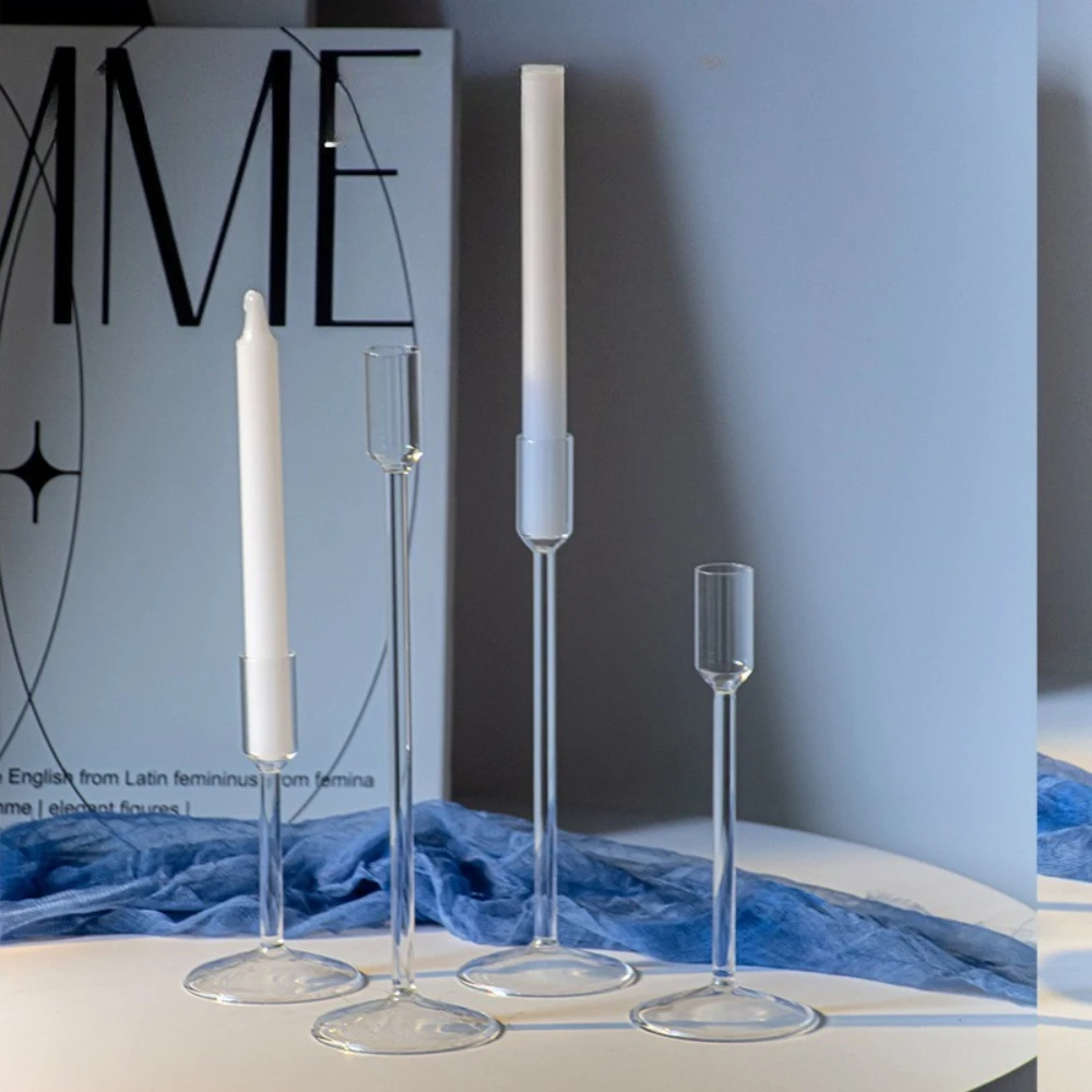 Candle Glass Supplies - Portacandele in Vetro Trasparente Stile Nordico