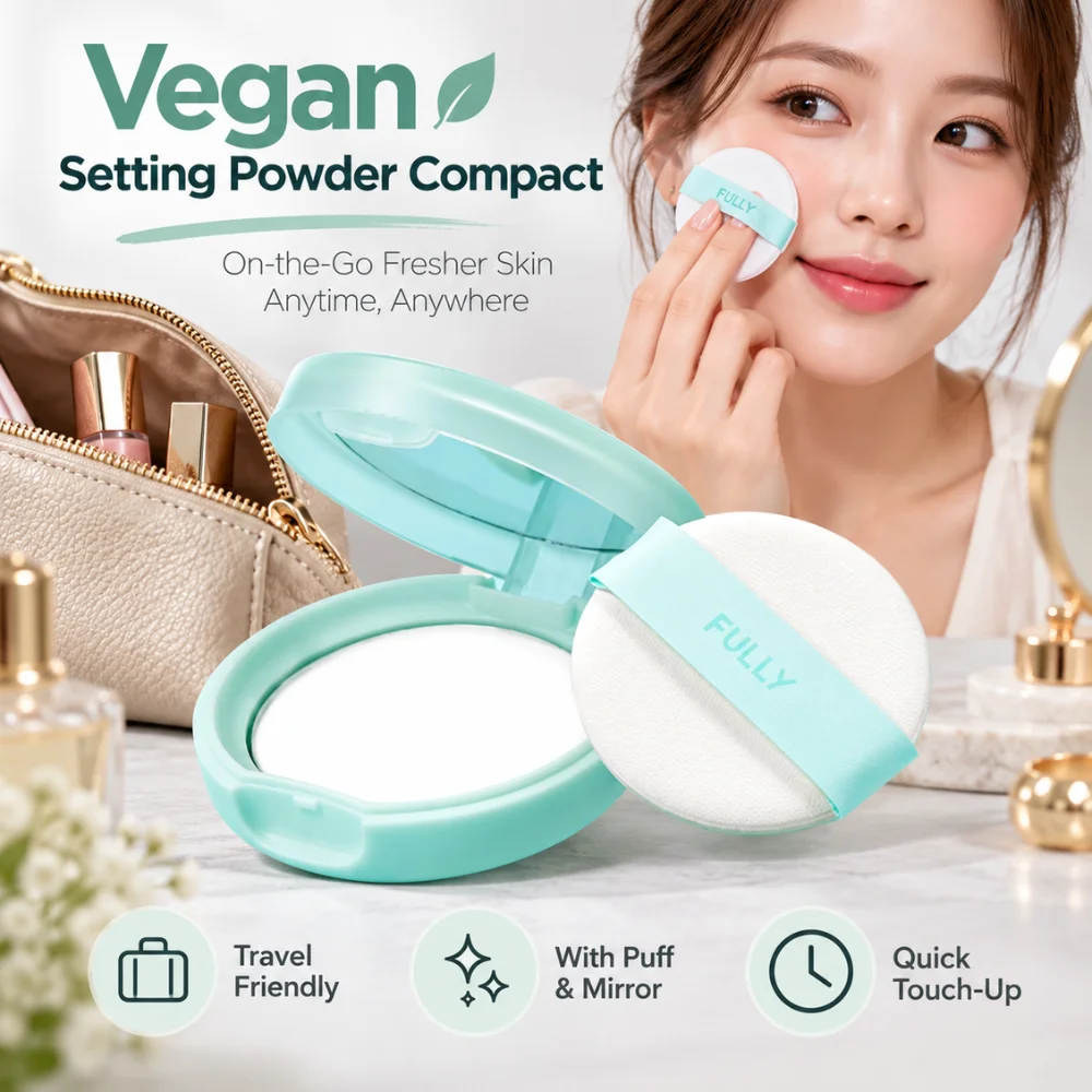 Natural Translucent Face Powder 7g Vegan Setting Compact Long Lasting Oil Control Matte Makeup Powder with Puff Mirror