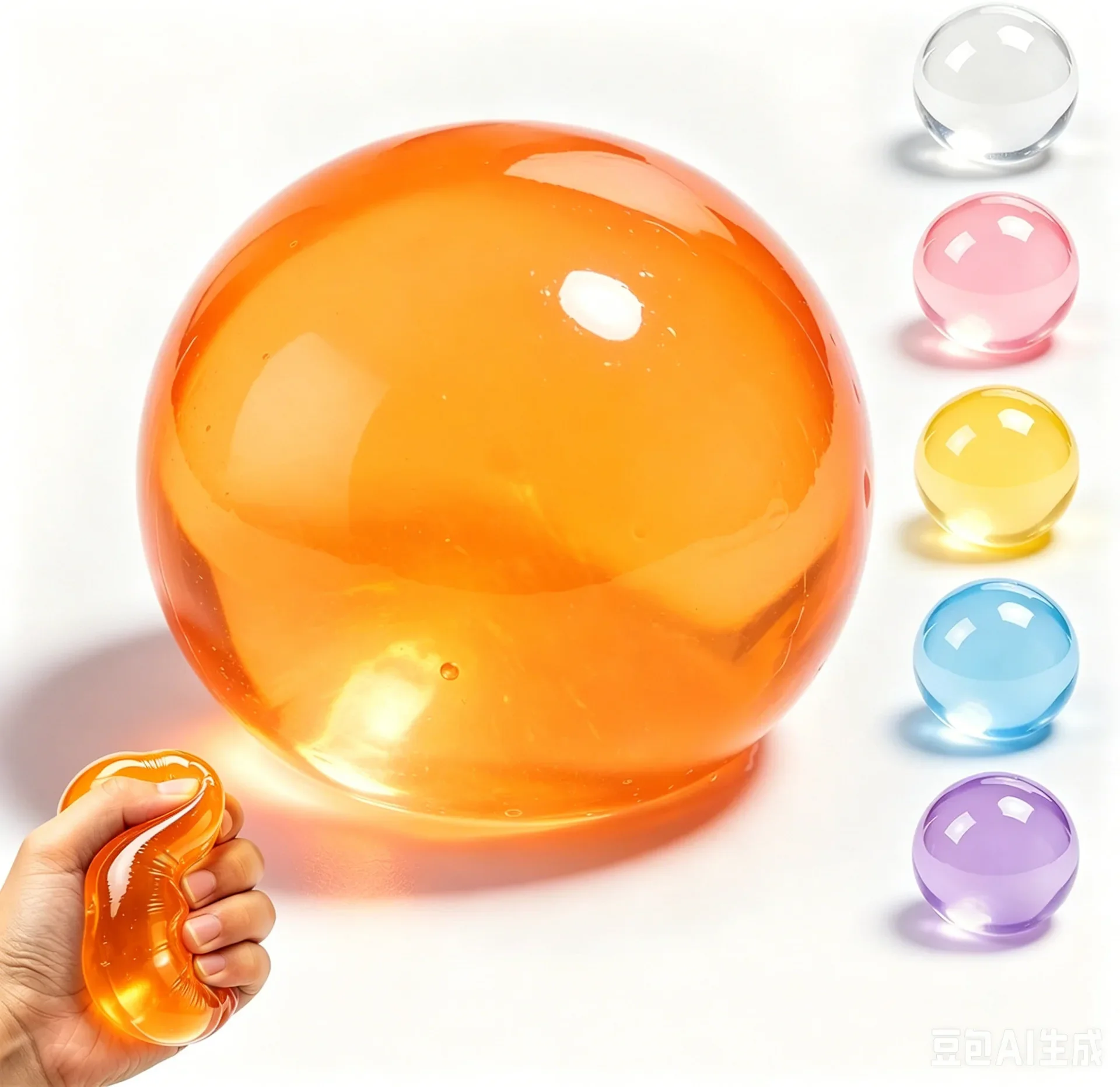Coconut Oil Colorful Squish Ball Soft Jelly Fidget Squeeze Toy Transparent Stress Relief Decompression Toy Party Kid Adults Gift