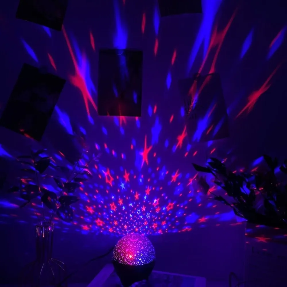 USB Powered Star Projector PE Clear Cover Multiple Colors Night Light Lamp Rotating Star Sky LED Lights Projector for Bedroom