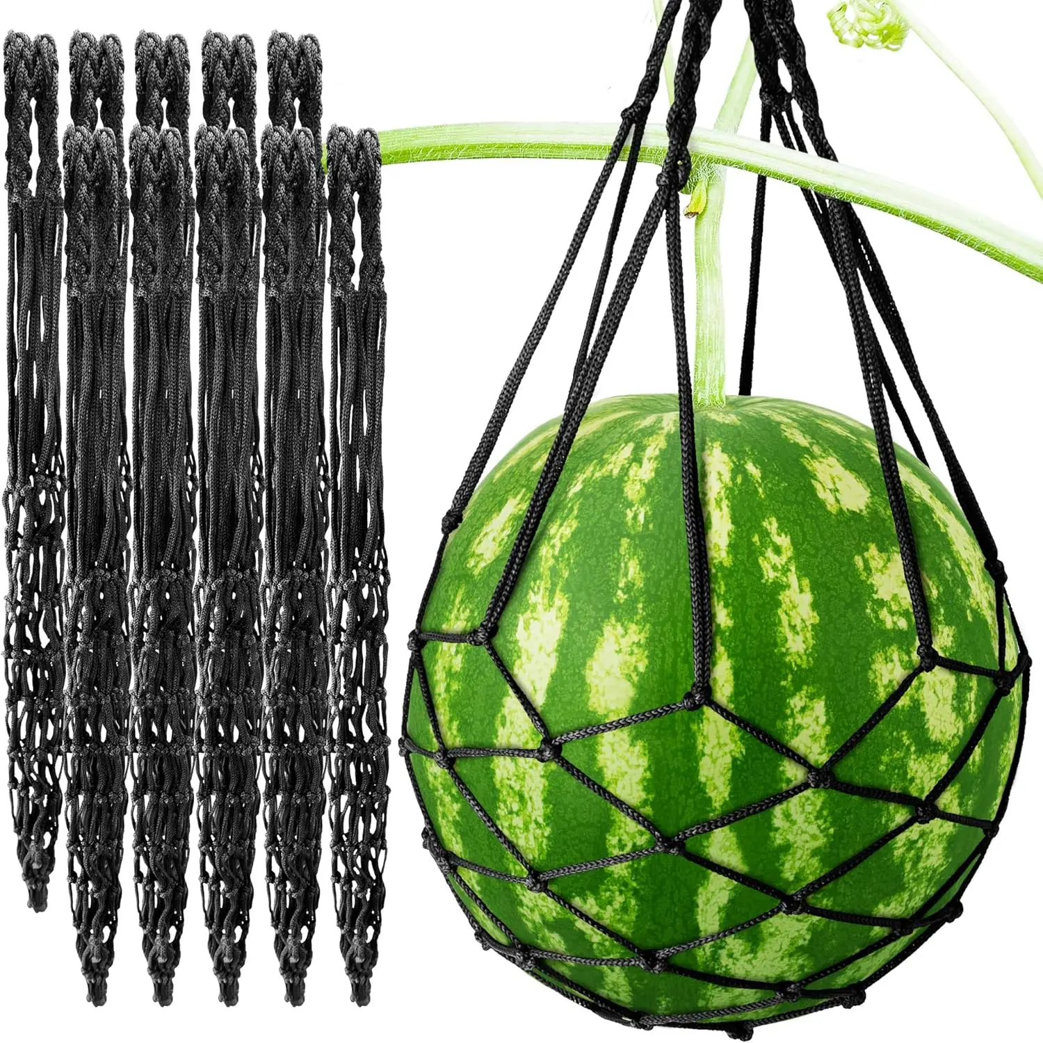 

Pa 10 Melon Hammo Watermelon Nets,Melon Hammo For Trellis Heavy Duty Watermelon Nets,Perfect For Growing Cantaloupe (Black-10