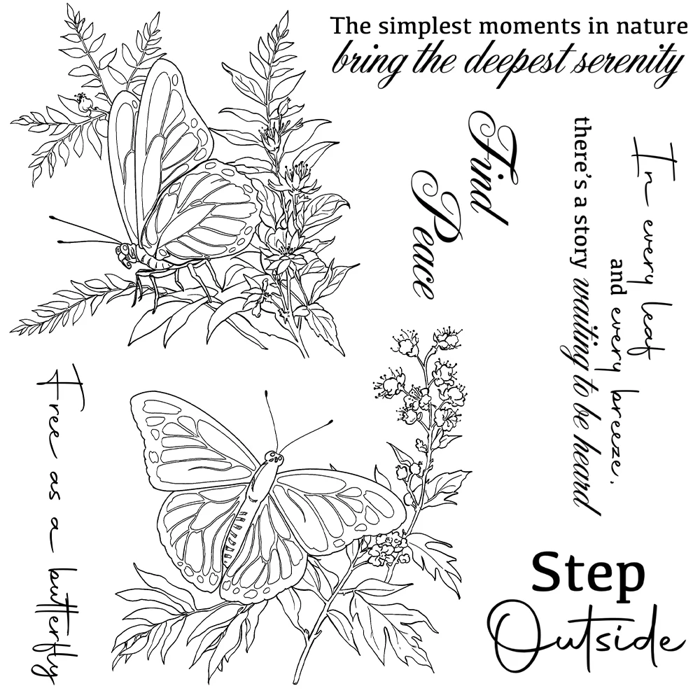 Mangocraft Butterfly & Flowers Leaves Cutting Dies Clear Stamp DIY Scrapbooking Metal Dies Silicone Stamp For Cards Albums Decor