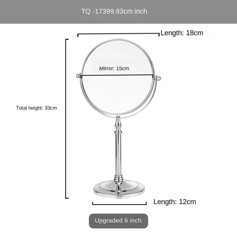 Dual-Sided Magnifying Makeup Mirror 8 Inch - Solid Metal Vanity Mirror  for Bathroom  Bedroom Dresser and Desktop