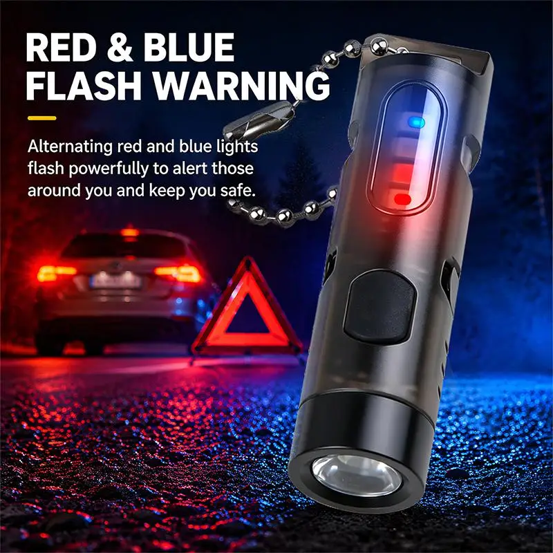 LED Mini Flashlight USB Charging Outdoor Emergency Small Flashlight Multi Functional Portable Flashlight With Pen Clip &Keychain