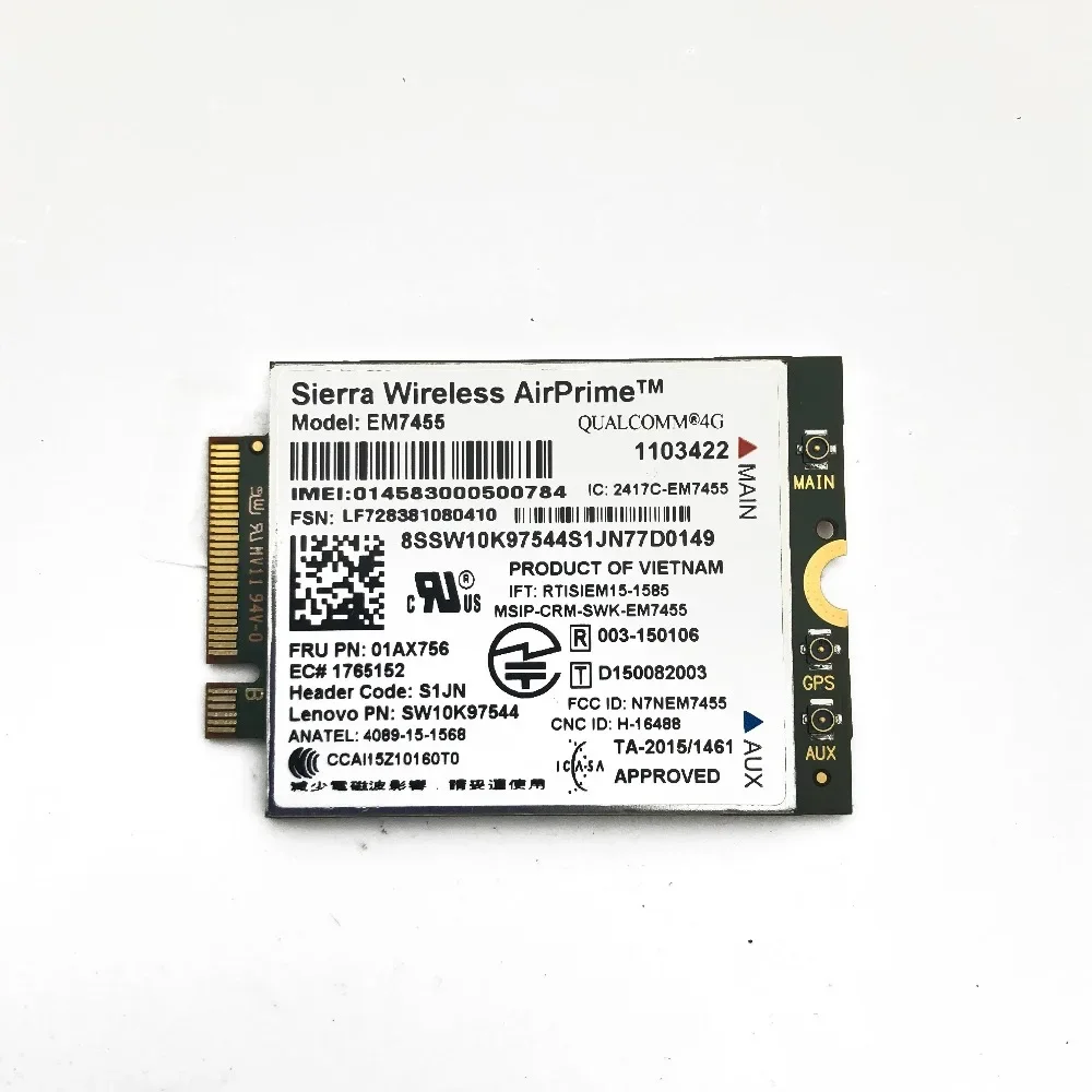 EM7455 GOBI6000 FRU: 01AX756 4G LTE WWAN Card Sierra Wireless Airprime S1JN для Thinkpad P51 P71 T470 T570 X270 X1Carbon 5th