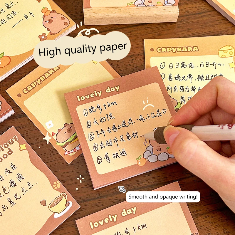 50 แผ่น Kawaii Capybara การ์ตูนสัตว์ Sticky Notes Pad ตกแต่งเครื่องเขียนสติกเกอร์อุปกรณ์สํานักงานโรงเรียนของขวัญเด็ก