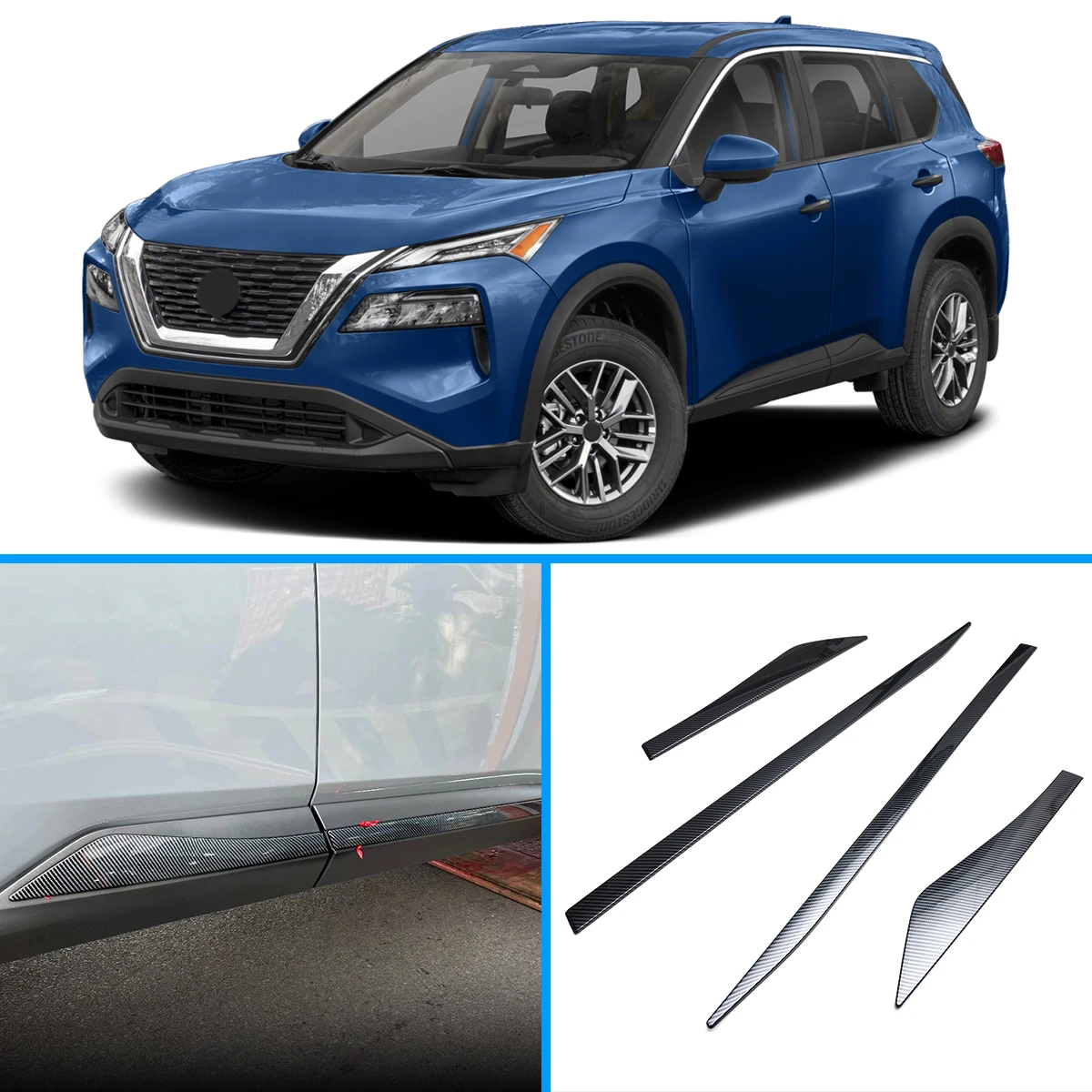 

Для Nissan Rogue X-Trail 2023 2024 2025 дверная боковая молдинговая накладка из углеродного волокна автомобильные стильные аксессуары