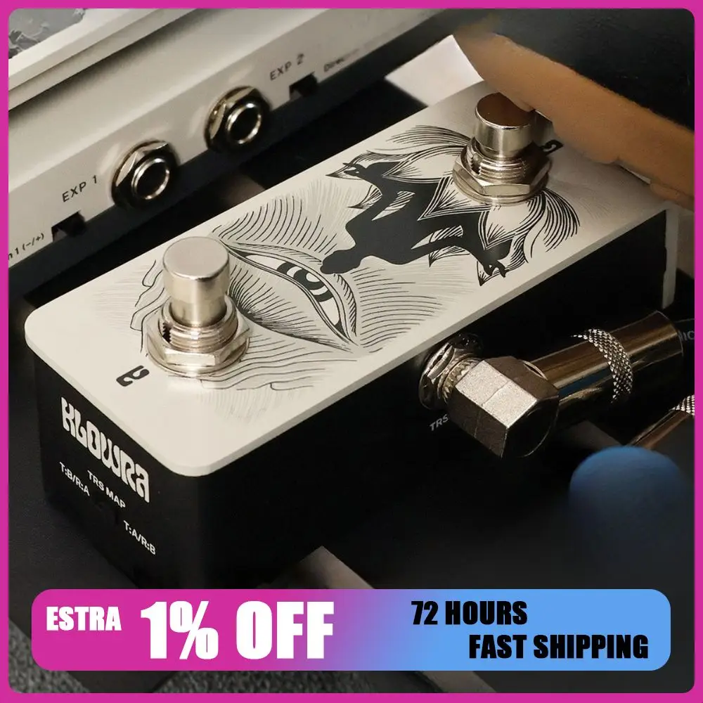 klowra-anima-dual-momentary-guitar-footswitch-trs-external-foot-controller-for-multi-effects-looper-pedals-no-battery-required