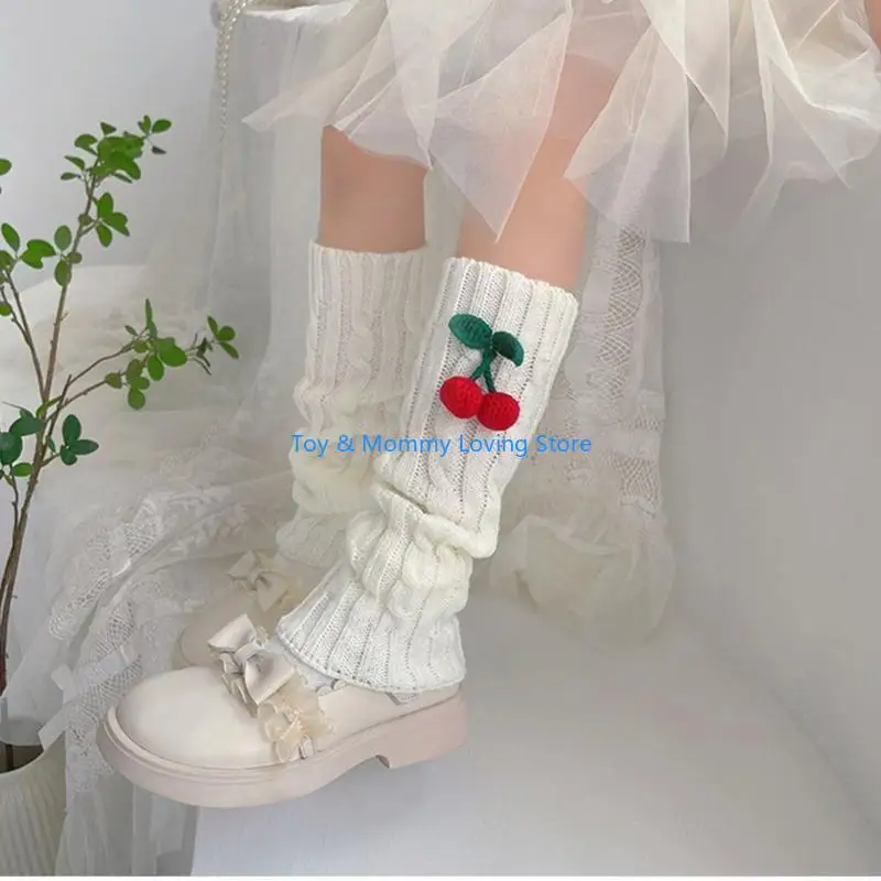 Y1QF كابل محبوك تدفئة الساق جوارب طويلة إلى الركب جوارب مترهل فتاة تنورة طماق #3