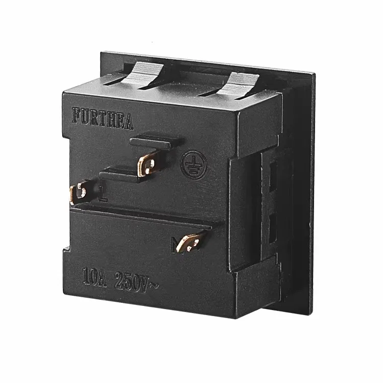 Cassette embedded 10A two-three socket with security door protection five-hole three-pin desktop ac power outlet