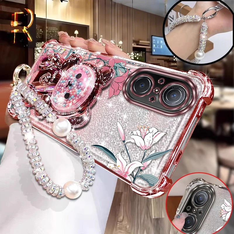 

Nova 9SE Розовый браслет с принтами нарцисс, чехол для телефона Huawei Mate 70Pro 50Pro 40 9SE 60 Pura70 NOVA11 70 50 Magic7Cover