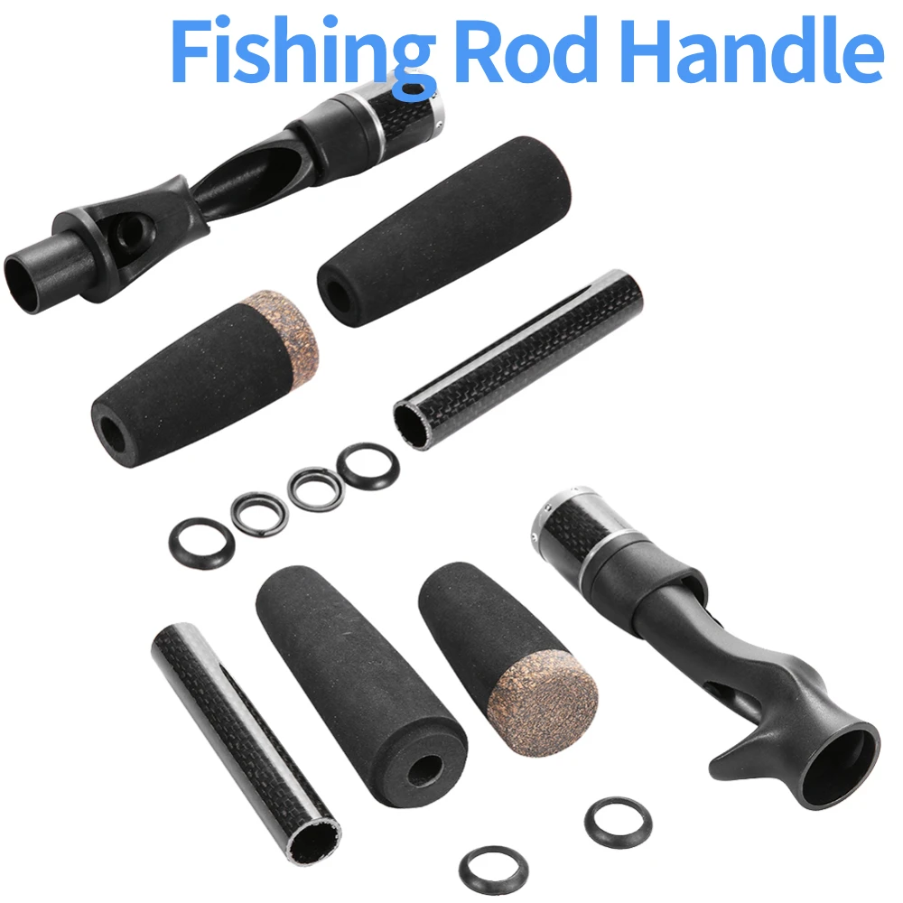 Fishing Rod Handle Replacement Parts Fishing Rod Building Repair Kit ACS Plastic Split Cork Rear Grip Black DIY Fishing Gear Set