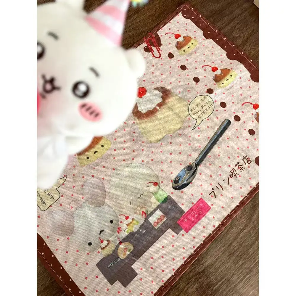 Tea Pudding Cute Cartoon Cotton Linen Table Mat Hand Tent Ancient Decoration Room Dormitory Desk Mat Photo Background Cloth 2025