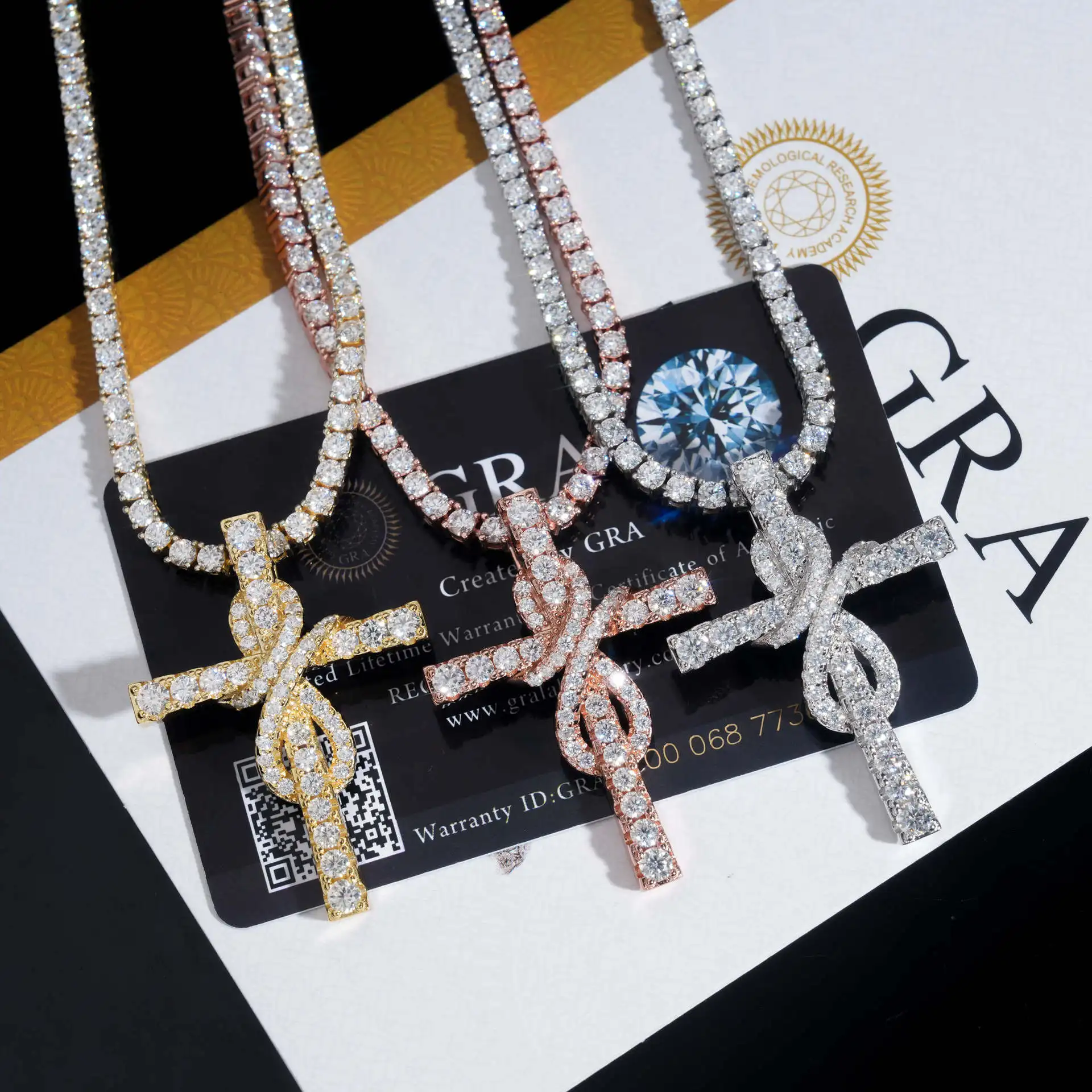 مويسانيتي مجوهرات سحر الصليب مثلج خارج 925 الفضة الهيب هوب VVS الماس قلادة للقلادة