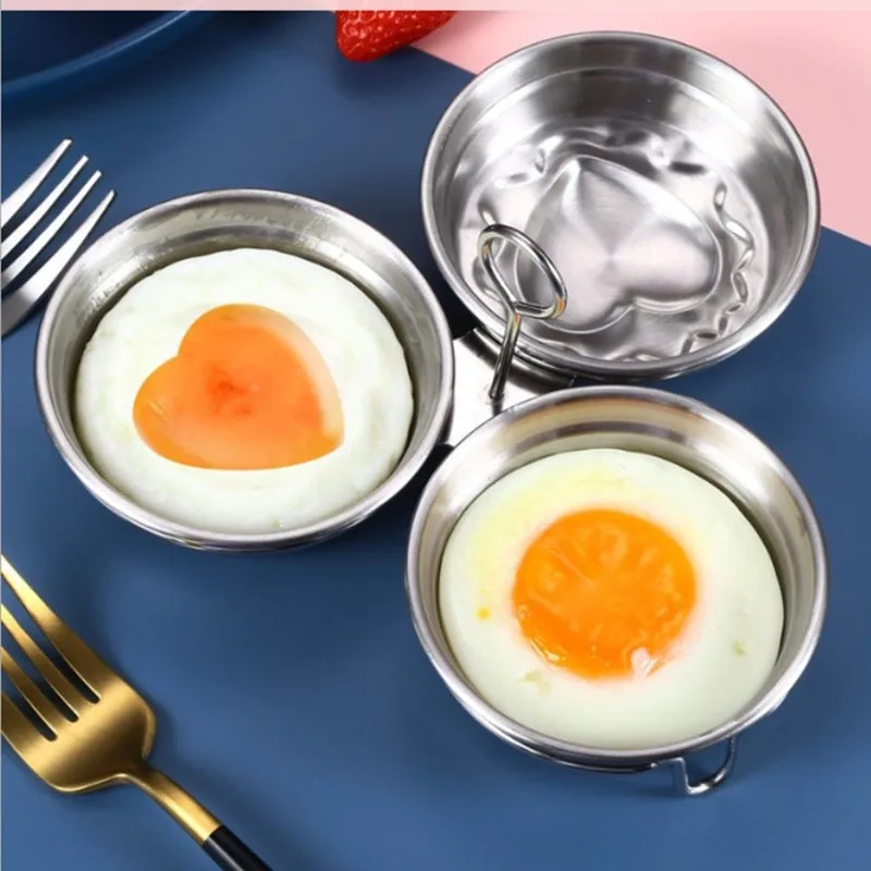 Stainless Steel Egg Poacher Poaching Pan Mould Omelette Egg Steamer Steamed Egges Mold Hoousehold Kitchen Cooking Tool Gadget