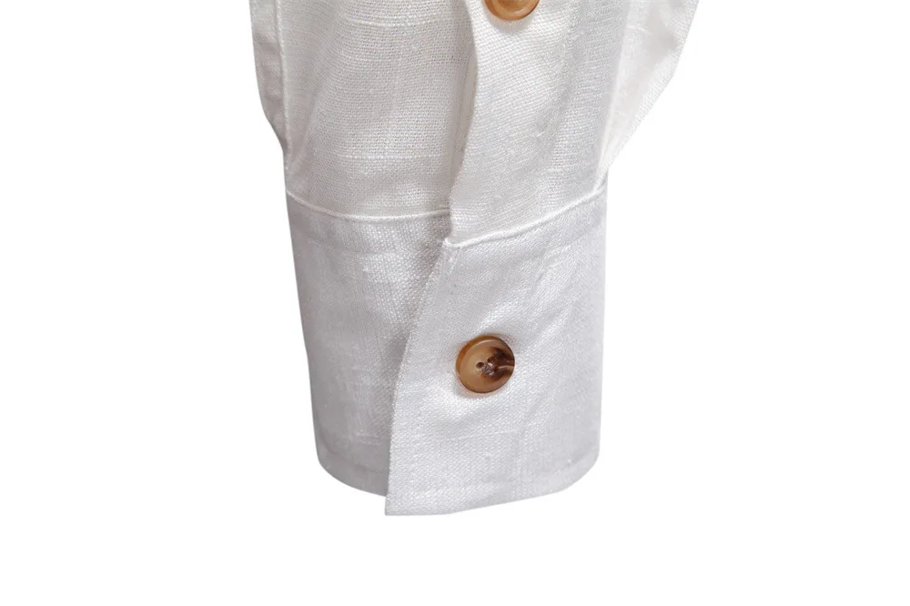 New Spring Men's Long-Sleeve Solid Color Cotton Linen T-Shirts Lapel Collar Business Shirts for Men Casual Fit Male Tops Blouse