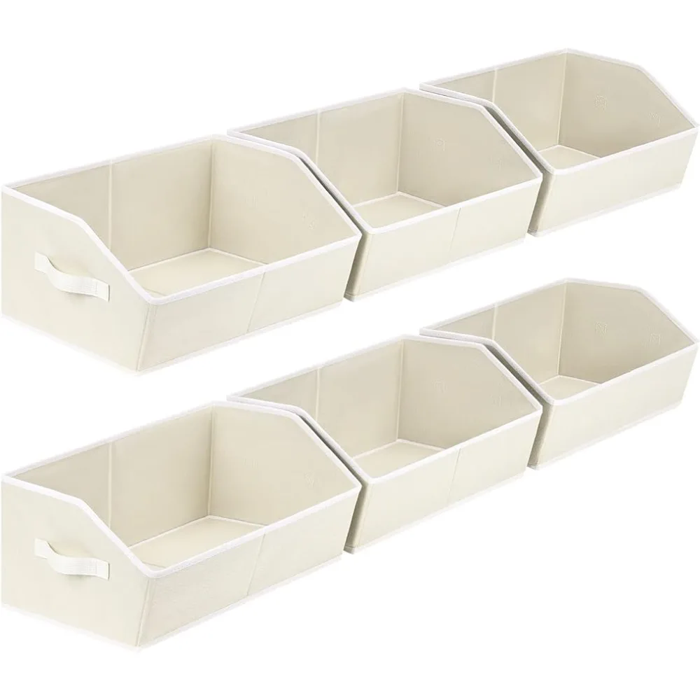 homsorout Trapezoid Storage Bins, Closet Storage Bins Baskets Organizing, Decorative Handles, Storage Toys, Clothes, 6-Pack