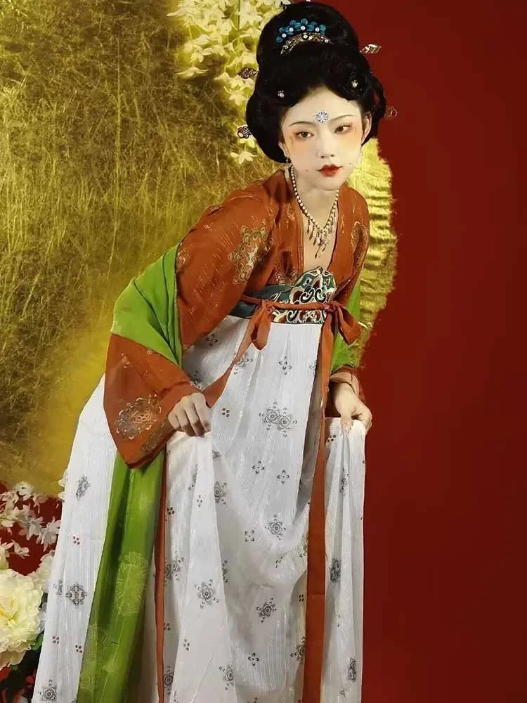 

Cosplay Costume Party Dress Printed Red&White Tang Hanfu Suits Plus Size Women Oversized Chinese Hanfu Dress Women Carnival