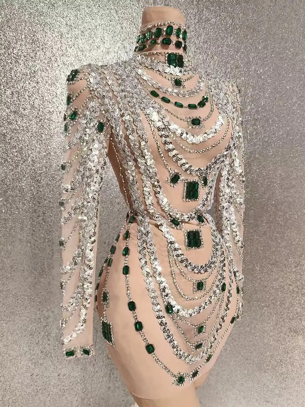 Luxurious Mini Dress Women Transparent Rhinestones Bodycon Singer Bar Club Shiny Short Dress Celebrity Party Evening Stage Costu - Image 2