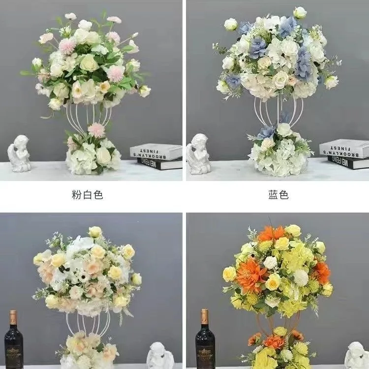 Floral dining table decoration, wedding wrought iron flower display, hotel KTV restaurant event tabletop, business simulation