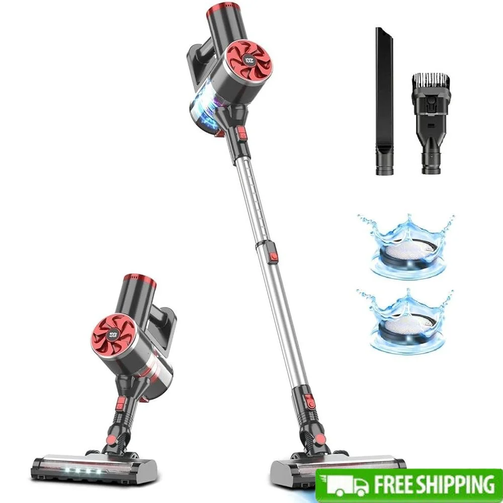 Cordless Vacuum Cleaner 40KPa Strong Suction 40 Min Runtime Brushless Motor with LED Display Lightweight and Maneuverable
