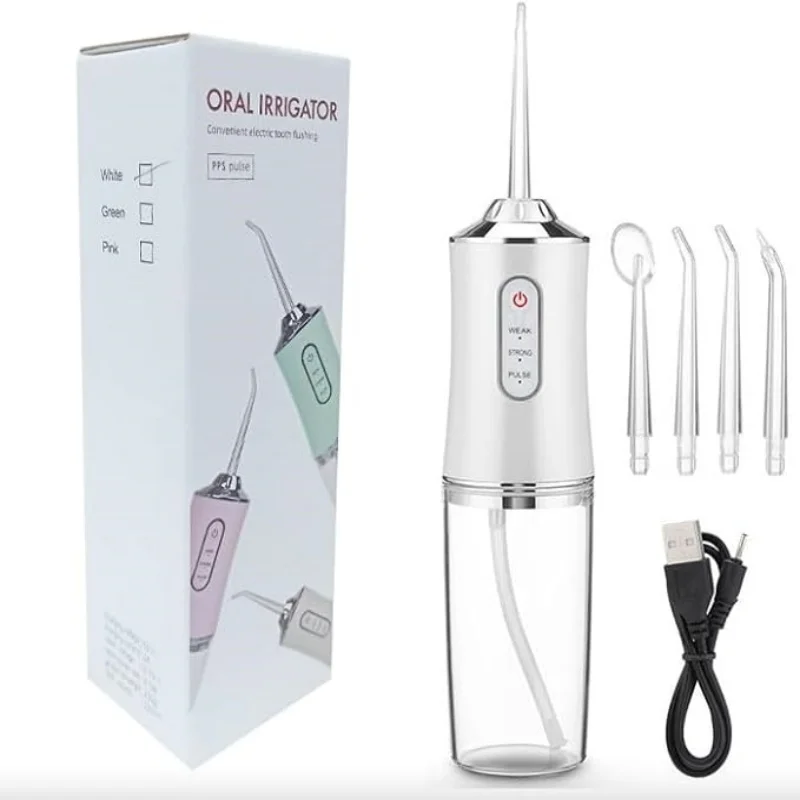 Oral Irrigator Portable Dental Water Flosser USB Rechargeable Dental Water Jet Pick Flosser 4 Jet Tip 3 Modes Teeth Cleaner