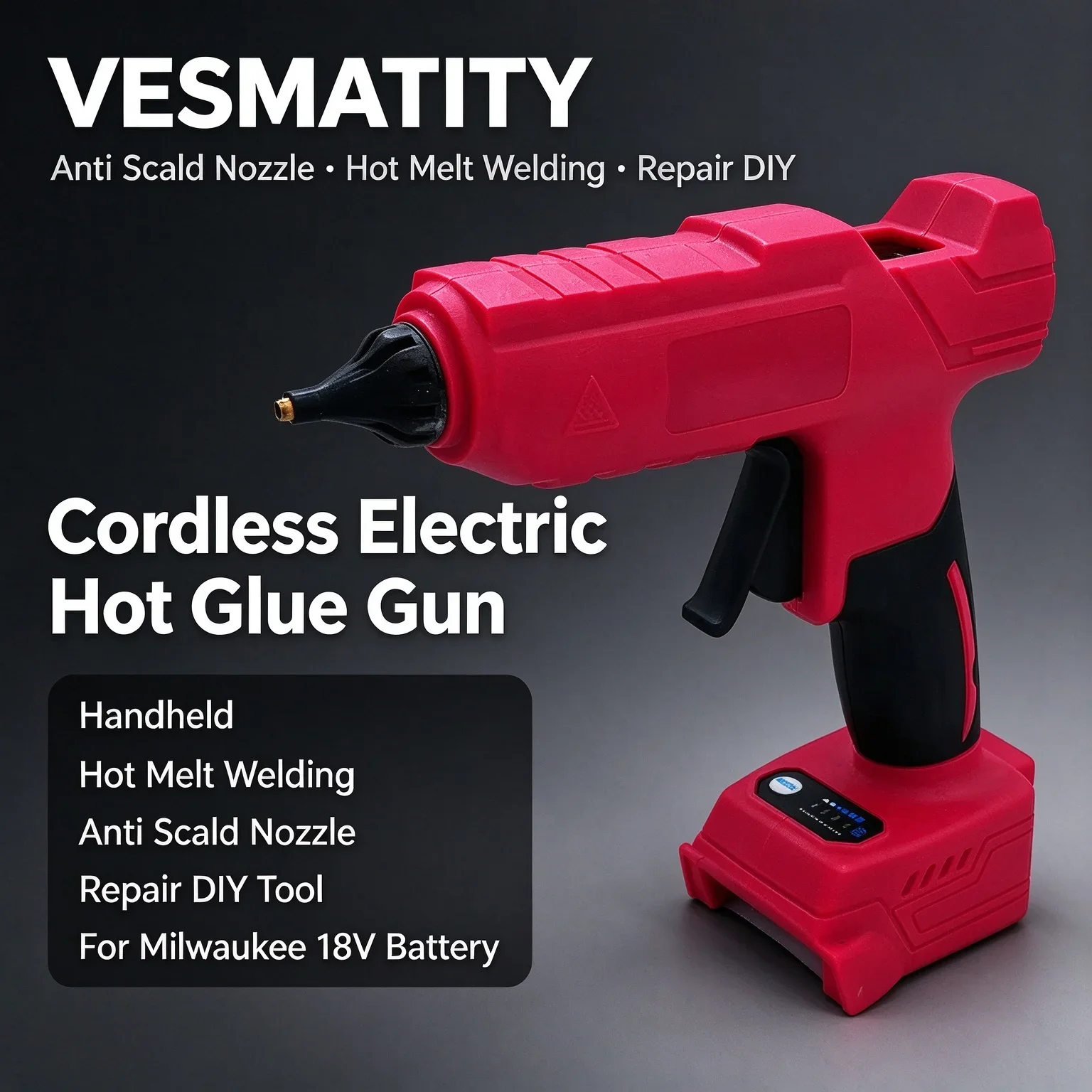Cordless Handheld Electric Hot Glue Gun Hot Melt Welding Hot Air Gun Anti Scald Nozzle Repair DIY Tool For Milwaukee 18V Battery