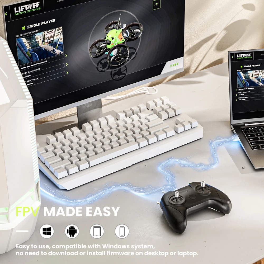 FPV Drone Simulator Remote Control 8CH Flight Training System Flying Simulator Controller USB for Windows 10/11 PC Liftoff/DRL