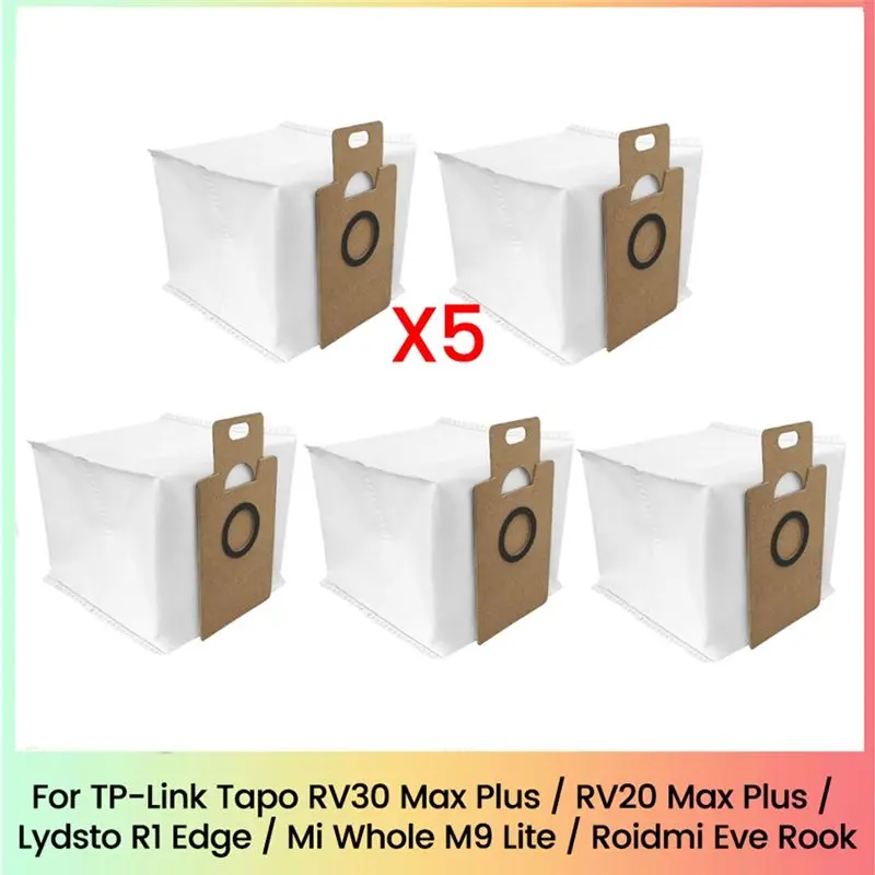 BAAG-Dust Bag For TP-Link Tapo RV30 Max Plus/RV20 Max Plus/Lydsto R1 Edge/Miwhole M9 Lite/Roidmi Eve Rook Robot Vacuum 5PCS