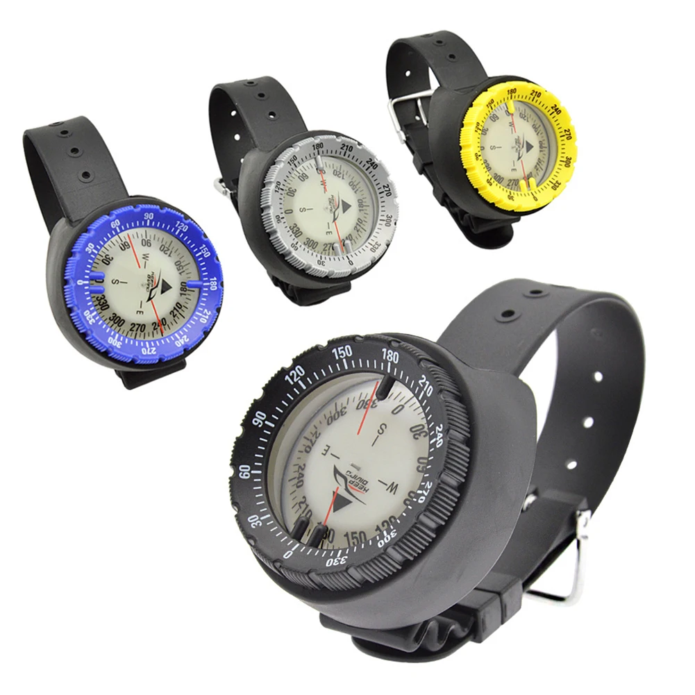 50m Underwater Wrist Compass Balanced Dive Compass Waterproof Luminous Dial Detachable Strap For Scuba Diving Kayaking Outdoor