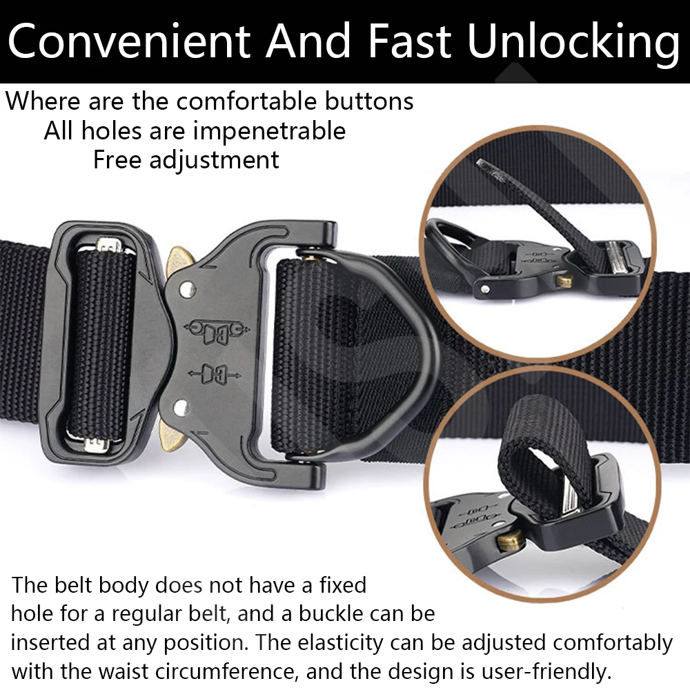 TUSHI 1.7 inch Army Tactical Belt Quick Release Military Airsoft Training Molle Heavy Duty Outdoor Shooting Hiking Hunting Belt