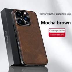 Leather Case for iPhone 16 15 14 13 12 11 Pro Max Plus XS XR 16e Case Leather Matte Soft Full Camera Protection Cover Back Shell