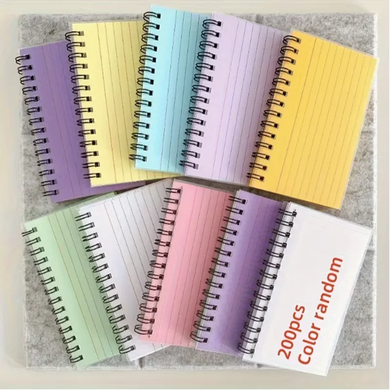4 sets of randomly colored spiral-bound grid notepads, totaling 200 sheets (50 sheets of each color)