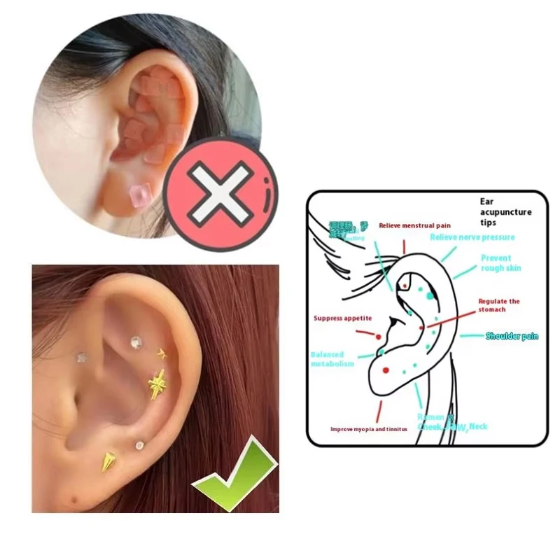 20 Patches Fashion Exquisite Star Shape Ear Point Stickers Ear Pressure Stick Acupuncture Auricular Ear Stickers Massage