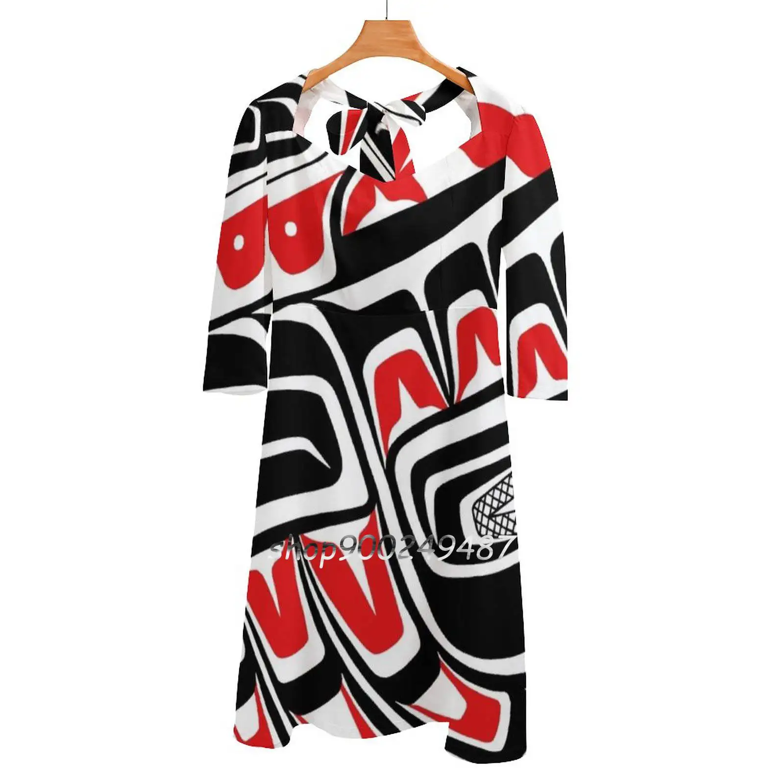 

Raven Steals The Sun-Pnw Style Flare Dress Square Neck Dress Elegant Female Fashion Printed Dress Raven Steals The Sun Raven