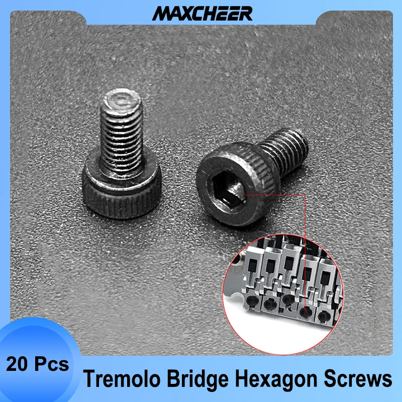 20Pcs/Lot Black Tremolo Bridge Locked String Saddles Hexagon screws for Electric Guitar - M3*9MM