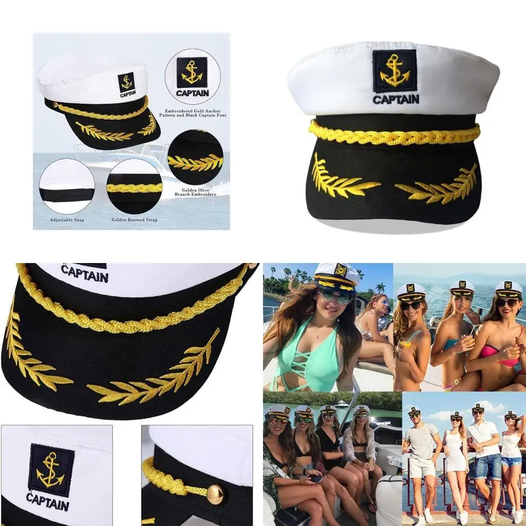 

A52E Sailor Hat Yacht Captain Hat Marine Hat Регулируемая моряк капитан костюм мужчина лодка для взрослых мужчин.