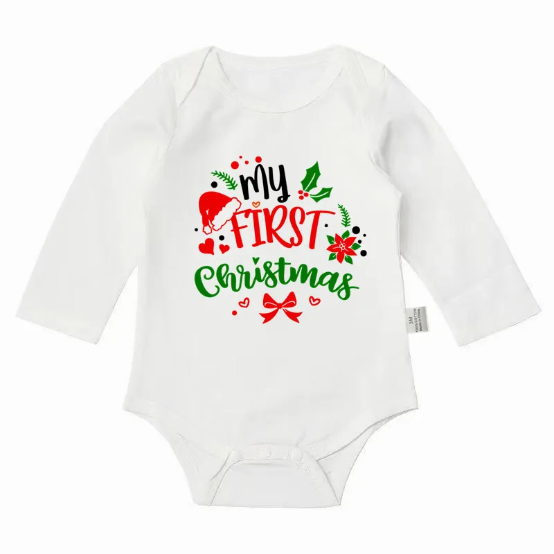 Baby Christmas Cartoon Print Rompers Girls and Boys Long Sleeved Jumpsuit Cotton Comfortable Baby Bodysuits Newborn Clothes