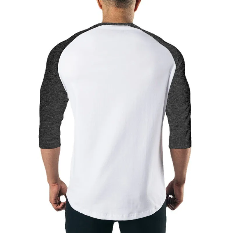 Mens Athletic Sports T-Shirts Cotton Slim Fit Three Quarter Sleevess Running Gym Tee Comfortable Casual Top For Fitness Training