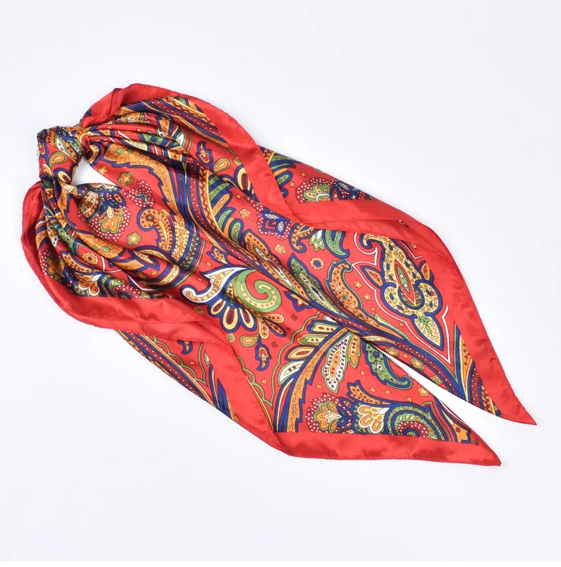 Hochwertige Seidenschals für Damen, quadratisch, Satin, Hijab-Schal, schlichtes Taschentuch, Schals, Wraps, Kopf, weibliches Stirnband, islamisches Halstuch – Detail 18