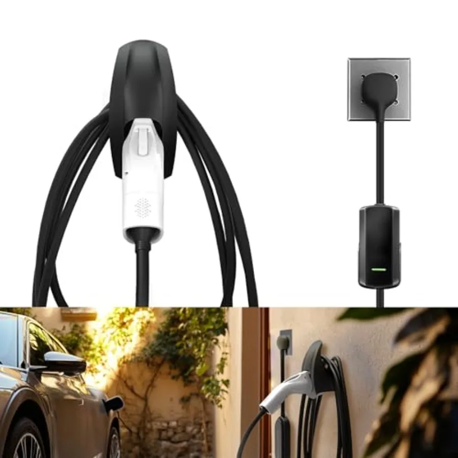 

Wall Mount EV Charger Holder for Outdoor and Indoor Use: Secure Dock for All J1772 Electric Vehicle Charging Nozzles Compatible