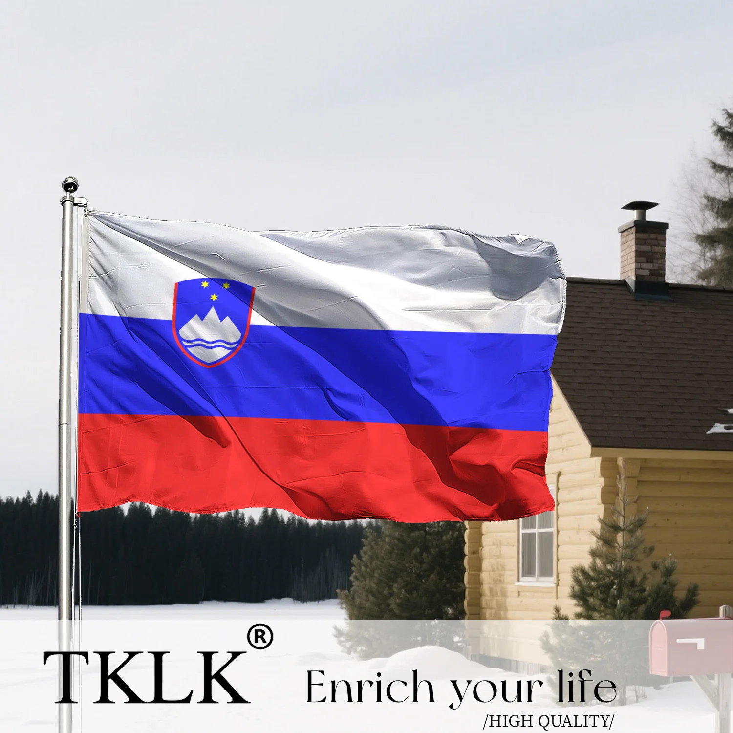 

1pc Slovenia National Flag - Vivid Color Double Stitched with 2 Grommets for Easy Hanging, Perfect for Home & National Decor