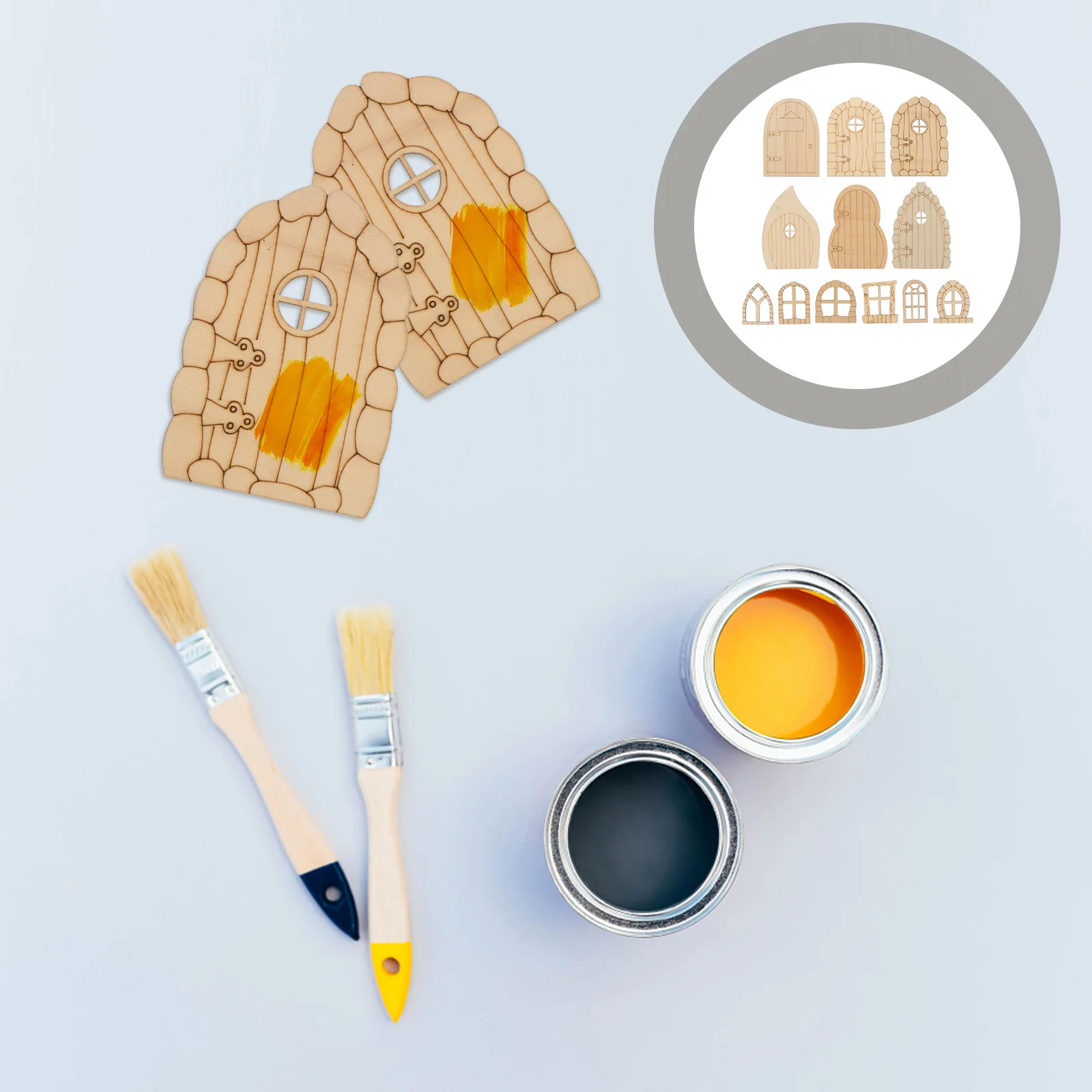 

48Pcs Unfinished Wood Crafts Fairy House Doors Cutout DIY Materials for Home Decor and Creative Projects DIY Fairy House Doors