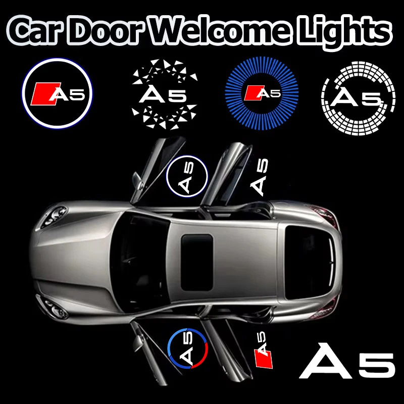 2PCS LED Car Door Courtesy Logo Welcome Ghost Shadow Projector Lamps Styling Accessories For Audi A5 Auto Decor Accessories