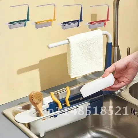 

Adjustable Telescopic Sink Shelf Kitchen Sinks Household Washing Tray Soap Sponge Holder Drain Rack Basket Kitchen Gadgets