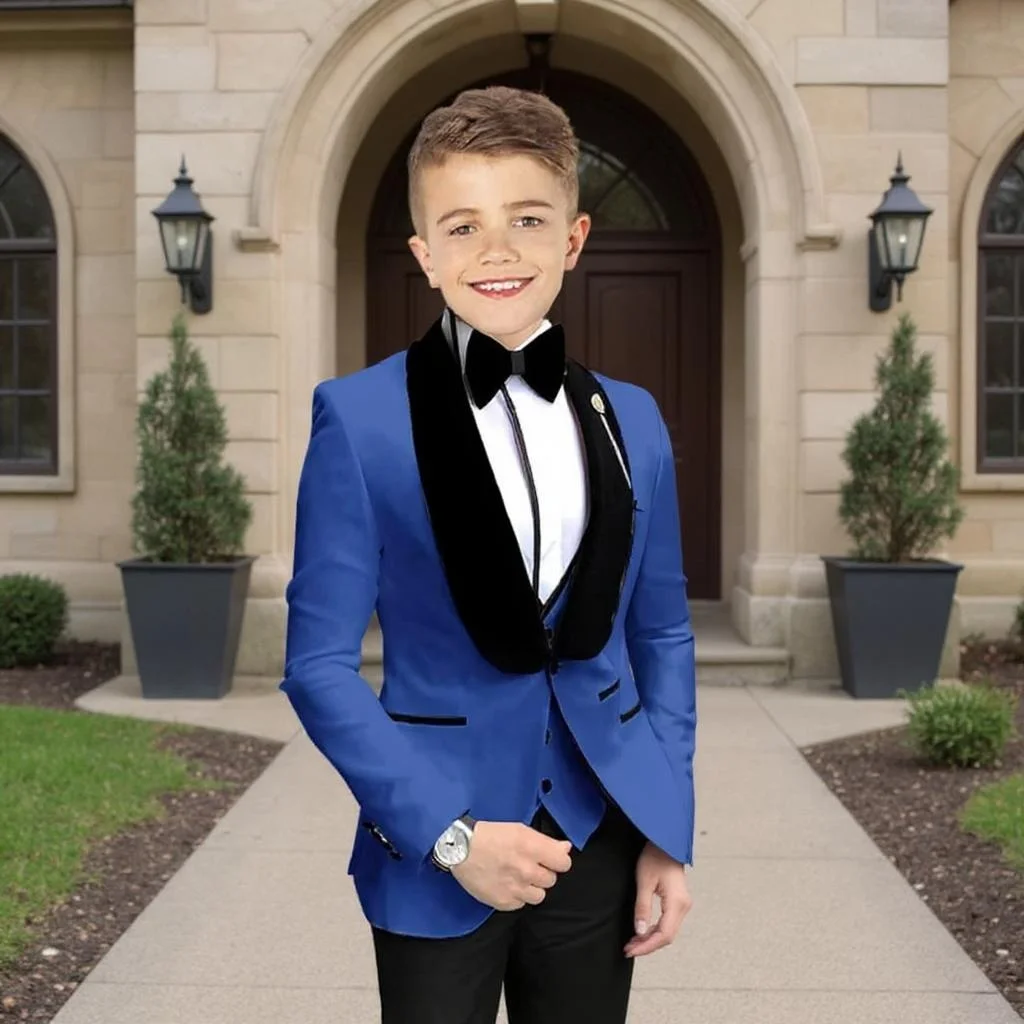 

Boys Suit Formal 3 Pieces Event Wedding Kids Tuxedo Custom Made Child Suit Set for 2-16 Years Old Jacket with Pants Vest