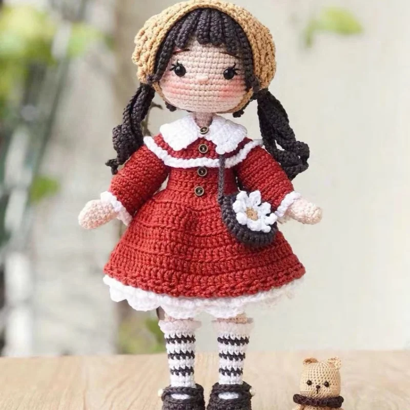 크로 셰 뜨개질 소녀 Amigurumi 크로 셰 뜨개질 인형 후크 재료 세트 홈 액세서리 패턴 공예 장난감 수제 장식품에 대한 뜨개질 원사