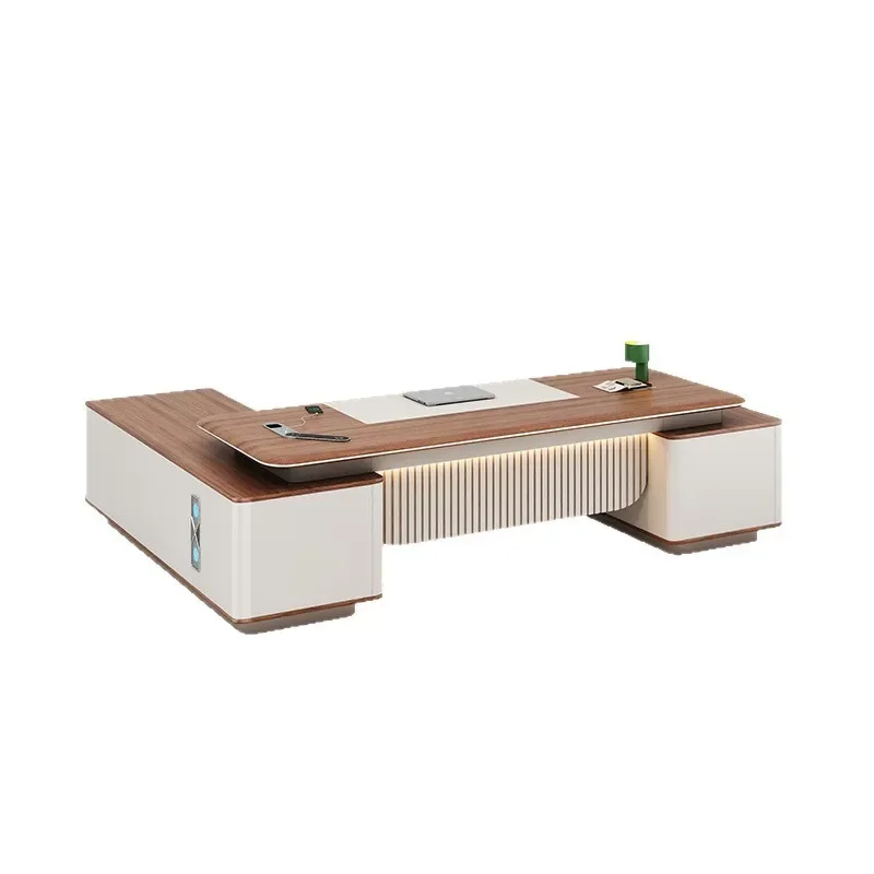 Modern Executive Office Desk and Chair Set  Table Leadership President Workstation Platform Furniture