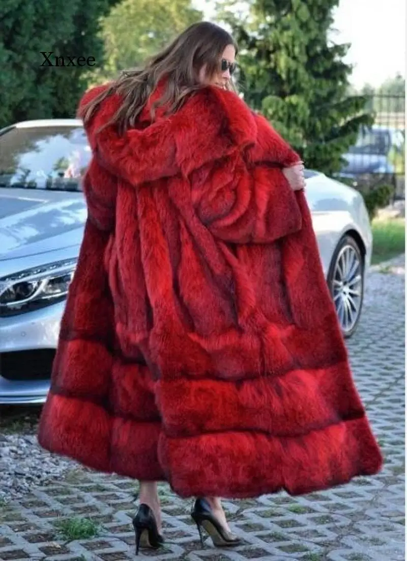 Inverno moda feminina casaco de pele de vison explosiva imitação de pele de raposa casaco de pele comprimento médio tudo em uma pele roupas femininas